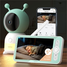 BOIFUN Babyphone mit Kamera 2K/3MP, Intelligentes Nachtlicht, 360 Gard WLAN Video Babyfon mit App, 4×Zoom, Bewegungsverfolgung, IR Nachtsicht, Weinen/Bewegungs/Geräuscherkennung, Temperaturerkennung