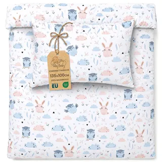 Totsy Baby Kinderbettwäsche 100x135 cm aus Baumwolle – Wende Bettbezug 100 x 135 & Kissenbezug 40x60 cm mit Reißverschluss – Baby Bettwäsche Junge & Mädchen Kleinkind – Oeko-Tex