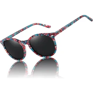 DUCO Retro Polarisierte Damen Sonnenbrille Vintage UV400 Schutz Acetat Rahmen 1230 Hawksbill