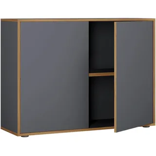VCM Büroschrank Aktenschrank 100x74x33 cm Anthrazit/Honigeiche