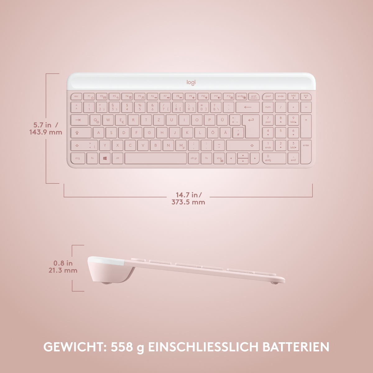 Bild von MK470 Slim Wireless Combo DE Set rosa