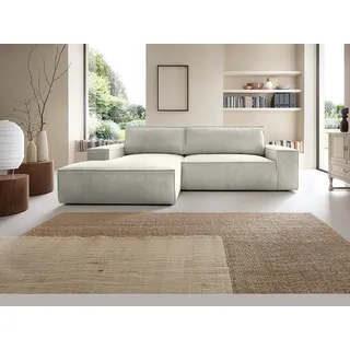 vente-unique Ecksofa mit Schlaffunktion - Ecke Links - Cord - Beige - AMELIA