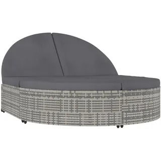 vidaXL Doppel-Sonnenliege mit Kissen Poly Rattan Grau 1