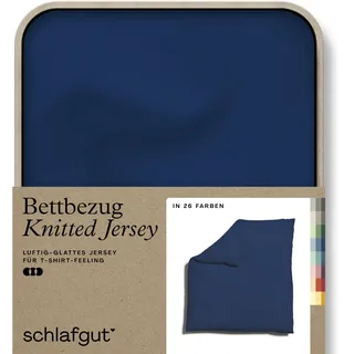 Schlafgut Bettbezug »Knitted Jersey uni, aus Bio-Baumwolle mit Elasthan, Reißverschluss«, (1 St.), bügelfrei, Mix & Match Bettwäsche: passender Kissenbezug erhältlich Schlafgut Blue Deep B/L: 200 cm x 200 cm