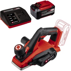 Einhell Akku-Hobel TE-PL 18/82 Li Power X-Change (18 V, Li-Ionen, 82 mm Hobelbreite, bis 2 mm Spantiefe, große Messerwelle, automatischer Parkschuh, Alu-Fußplatte, inkl. 5,2 Ah Akku und Fastcharger)