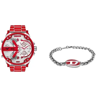 Diesel Herren-Edelstahl-Quarz-Multifunktionsuhr und Schmuck-Set