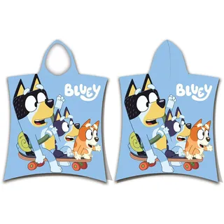 Jerry Fabrics Bluey Handtuch-Poncho für Jungen oder Mädchen, Kapuzen-Poncho-Badetuch für Kinder, 50 x 115 cm, Schwimmbad- und Strandtücher