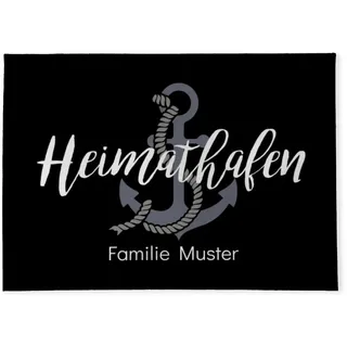 fotobar Fußmatte personalisiert Heimathafen - Geschenkidee für Familie, Küstenliebhaber, zum Einzug - Fussmatte mit Namen Bedruckt Heimathafen 70 x 50 cm
