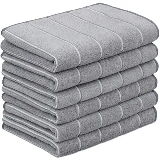 Tempery Mikrofaser-Geschirrtücher (40 x 60 cm, grau, 6er-Pack), Reinigungstücher für Küche, Auto, Dusche, schnell trocknendes und saugfähiges Geschirrtuch