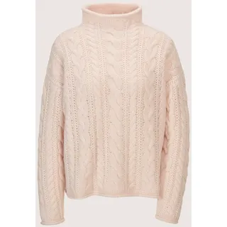 Longpullover MADELEINE "Strickpullover Stilvoller Grobstrickpullover mit Zopfmuster", Damen, Gr. 44/46, rosa (puderrosé), Obermaterial: 90% Schurwolle WV. 10% Kaschmir WS., Modern, Pullover Longpullover, Mit Zopfmuster