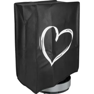 kwmobile Hülle kompatibel mit Ninja CREAMi - Küchenmaschine Abdeckhaube - in Weiß Schwarz Herz Brush