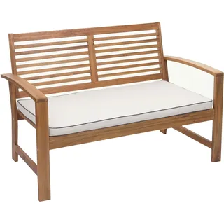 Gartenbank HWC-E99, Bank Sitzbank 2-Sitzer, Akazie Holz massiv MVG-zertifiziert 112cm, braun Polster