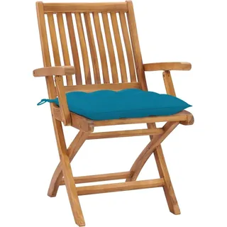 vidaXL Klappstühle mit Kissen, 6-teilig, Massivholz Teakholz - Blau