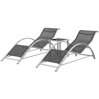 [en.casa] Binetto Set 3-tlg. Grau/Schwarz