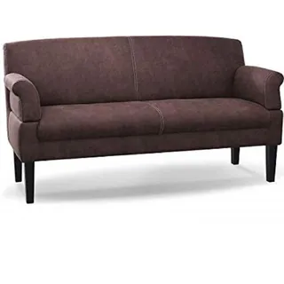 CAVADORE 3-Sitzer Küchensofa Malm, Sitzbank für Küche oder Esszimmer in Lederoptik, Inkl. Armteilverstellung, Federkern und moderner Kontrastnaht, 182 x 97 x 78, Mikrofaser: braun