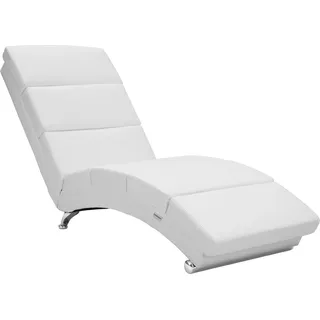 CASARIA® Relaxliege XXL London 186x 89x 55 cm Ergonomisch Kunstleder Gepolstert 180kg Belastbarkeit Wohnzimmer Büro Innen Chaiselongue Relaxsessel Weiß - Weiß