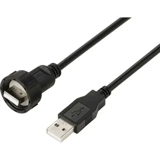 TRU Components USB 2.0-Kabel mit USB-A-Stecker auf IP67-USB-A-Stecker, 0,5m TC-E13T-MU2-MWA/NWA-0.5PV-S Wasserdichtes Kunststoffkabel