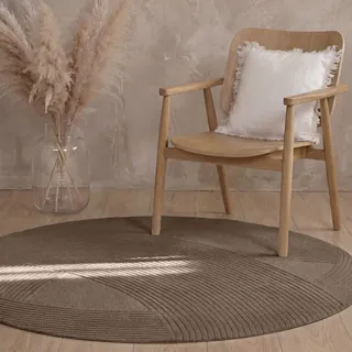 Ted Baker "Teppich Wollteppich Victoria, braun, H:18mm Ø:200cm, Oberfläche: 100% Wolle. Rückseite: 100% Baumwolle, Teppiche, Wollteppich, Naturteppich Wolle, Hoch-Tief-Design, Wohnzimmer, Schlafzimmer