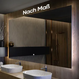 Badspiegel 80x80 cm - Vertikal mit LED Beleuchtung - LED Farbe Kaltweiß 7000K - T101 - Individuell Nach Maß - Beleuchtet Wandspiegel Lichtspiegel Badezimmerspiegel - Transparent