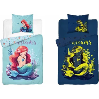 Baumwollbettwäsche, Kinderbettwäsche, im Dunkeln leuchtend 160x200 5549a Meerjungfrau - Bunt