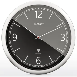 Mebus 19813 Funkwanduhr schwarz/silber - Schwarz, Silber