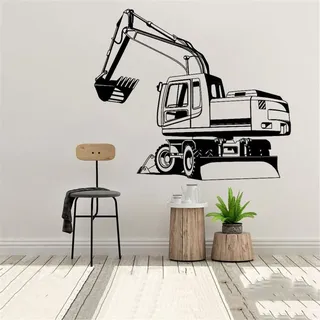 Dekoration Wohnzimmer Wandtattoo Große Bagger Design Wasserdichte Vinyl Aufkleber 65X59Cm