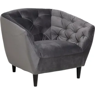 Actona Chesterfield-Sessel Polyester 97 x 78 x 83 cm Dunkelgrau mit Kissen