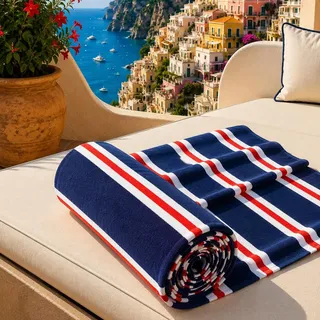 PETTI Artigiani Italiani - Strandtuch XXL Mikrofaser 90x180 cm Groß mit Feinen Bunten Streifen, Badetuch Schnelltrocknend und Sandfrei, für Strand, Pool und Reise, Made in Italy, Feinstreifen 14