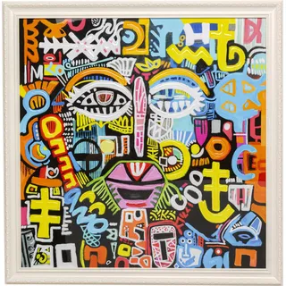 Kare Design Leinwandbild Doodle Face, Mehrfarbig, 80x80 cm, Wandbild, Wanddekoration, Kunstdruck, mit Rahmen, Abstraktes Motiv, Wohnzimmer