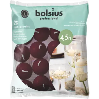 Bolsius Schwimmkerzen - Bordeauxrot - 20 Stück - Durchmesser 45 mm - Länge Brenndauer 4,5 stunden- Praffinwachs - Ohne Palmöl - Dekorative Haushaltkerzen