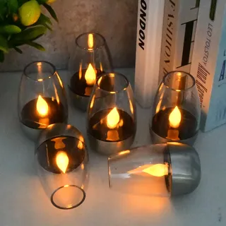 Focenat 6 Stück Solarkerzen außen wasserdicht,Solar Kerzen Outdoor,Led kerzen outdoor,Led teelichter wiederaufladbar,Solar teelichter für außen,für Garten,Hof,Weg,Balkon,Hochzeit,Party,Wohnkultur