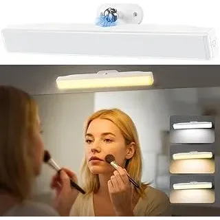 Draome Led Schminktisch Beleuchtung, 4000mAH Wiederaufladbar Schminktisch Licht mit Einstellbare Farbe und Helligkeit, Abnehmbare 360° Drehung Spiegelleuchte für Schminktisch, Badezimmerspiegel