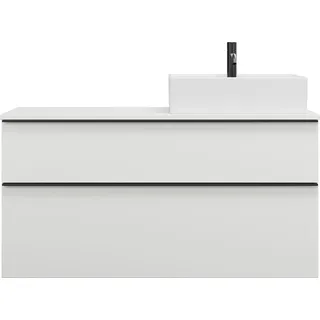 burgbad Eqio Keramik-Aufsatzwaschtisch quadratisch, rechts, inklusive Waschtischunterschrank mit 2 Schubladen, Breite 1200mm, SGUQ120RF6582C0001G0252