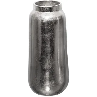 Brandsseller Dekovase Höhe 35,5 cm Durchmesser Ø 15,5 cm aus Aluminium RAW Optik Blumenvase Tischvase Silbern