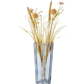 Ambia Home Vase , Grau , Glas , rechteckig , 12x25x9 cm , zum Stellen , Dekoration, Vasen, Glasvasen