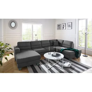 TRENDMANUFAKTUR Wohnlandschaft »Chamber, zeitlos&modern, hoher Sitzkomfort, Breite 310cm, U-Form« wahlweise mit Schlaffunktion, grau
