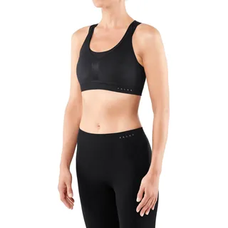 FALKE Damen Sport-BH Cross Back Medium Support - Bra Top aus Funktionsfaser mit Ringerrücken, für verschiedene Cupgrößen, 1 Stück, Bustier in schwarz (black 3000), Größe: S