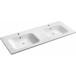 ARECA Gussmarmor-Doppelwaschtisch 141x51,5cm, weiß - Weiß