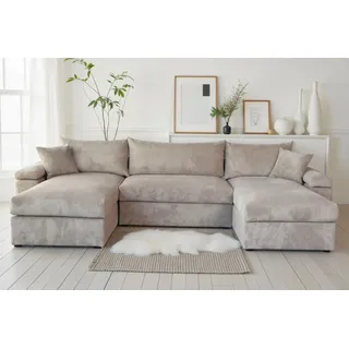 OTTO home "Cosy U-Form, B: 309 cm, Sitzaufbau im Sandwich-Federkern", 2 Zierkissen, Mega-Sofa, Cord oder Struktur weich, Kaltschaumauflage,