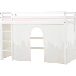 Hoppekids Hochbett »Winter Wonderland» 90x200cm mit Vorhang & Matratze« Set, FSC® zert Massivholz, 10 Jahre Garantie auf Fertigungsfehler, weiß