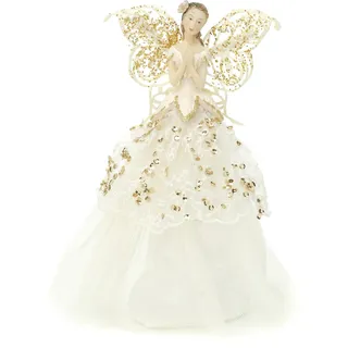 Festive Producations Ltd Festive Productions Christbaumspitze im Engel-Design, aus Stoff, 23 c Gold/Cream
