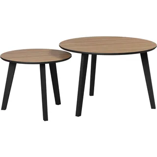 trendteam smart living - Ronin - Couchtisch - Eiche - 2er Couchtisch-Set rund - (BxHxT) 50 x 39 x 50/70 x 45 x 70 cm - 2 Satztische - Füße aus Massivholz