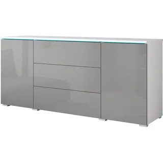 Home Affaire Sideboard VERA 150 x 67,9 x 39,5 cm weiß / grau hochglanz