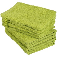 10er Pack Waschhandschuhe, Waschlappen Größe 15x21 cm in Apfelgrün 100% Baumwolle