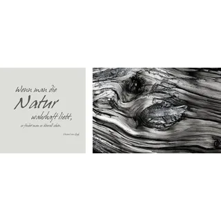 Leinwandbild QUEENCE "Natur", grau (farbe bild(er): grau), B:100cm H:40cm T:2cm, Canvas, Holzrahmen, Bilder, Leinwandbild, Premium-Leinwandstoff, Handarbeit aus Deutschland, Zitat, 2er Set