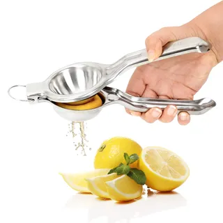 Gourmeo Zitronenpresse aus Edelstahl - strapazierfähige Zitruspresse Handpresse - spülmaschinenfeste manuelle Limettenpresse - Zitruspresse manuell - Lemon Squeezer