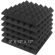 JBER Akustikschaumstoffplatten, 5,1 x 30,5 x 30,5 cm, Schalldämmbehandlung, Studio-Wandpolsterung, schalldämmend, feuerfeste Pyramiden-Keilfliesen 6 Pack anthrazit