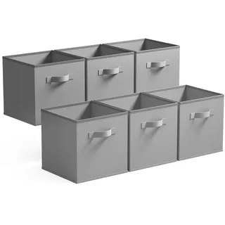 GRANNY SAYS Aufbewahrungswürfel Stoff, 6 Stück Aufbewahrungsboxen für Würfelregal, Regalkörbe 27 x 27 x 27,5 cm Grau Regalboxen mit Griffen, Stoffkisten Aufbewahrung für Kallax Regal Faltboxen