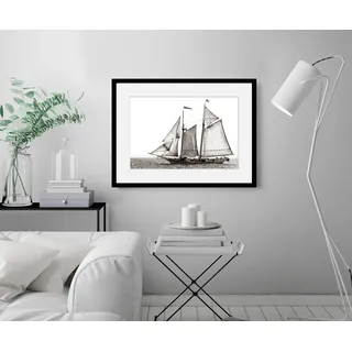Bild QUEENCE "Jan", weiß (farbe rahmen: schwarz, farbe bild(er): weiß), B:50cm H:40cm, Acrylglas, Holz, Papier, Bilder, Bild, HD Premium Poster-Druck inkl. Holzrahmen