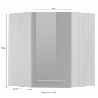 Eckhängeschrank OPTIFIT "Bern", grau (basaltgrau, basaltgrau), B:60cm H:70,4cm T:34,9cm, Schränke, Eckhängeschrank